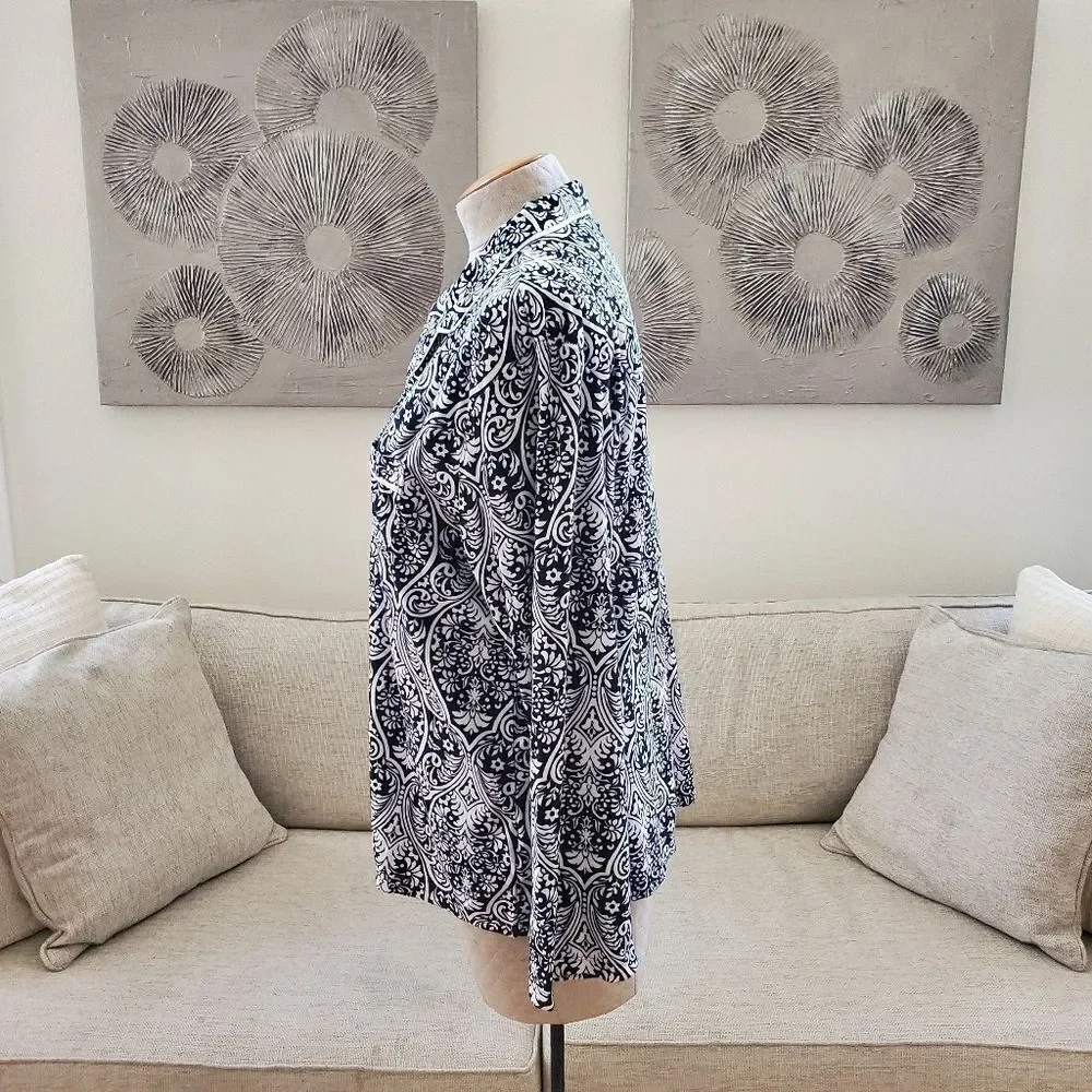 Ellen Tracy Long Sleeve Collared Paisley 2 Piece Pajama Set Sz XL